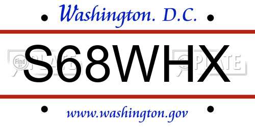 S68WHX District Of Columbia License Plate