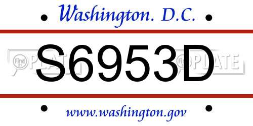S6953D District Of Columbia License Plate