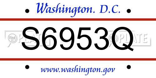 S6953Q District Of Columbia License Plate
