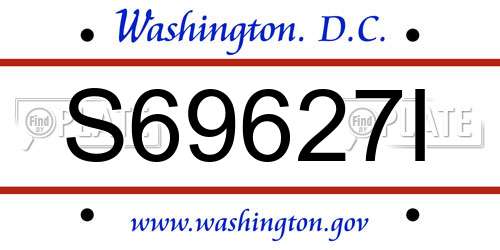 S69627I District Of Columbia License Plate