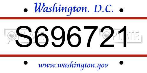 S696721 District Of Columbia License Plate