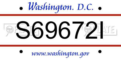 S69672I District Of Columbia License Plate