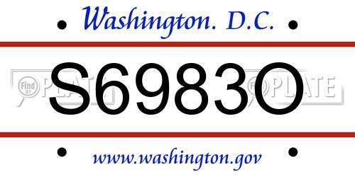 S6983O District Of Columbia License Plate