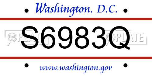S6983Q District Of Columbia License Plate