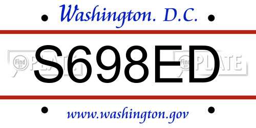 S698ED District Of Columbia License Plate