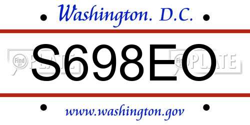 S698EO District Of Columbia License Plate
