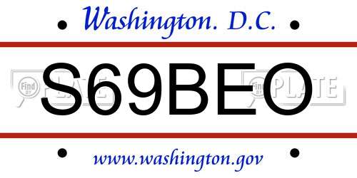 S69BEO District Of Columbia License Plate