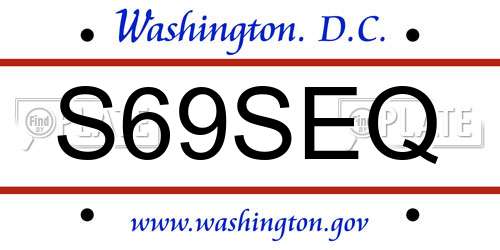 S69SEQ District Of Columbia License Plate