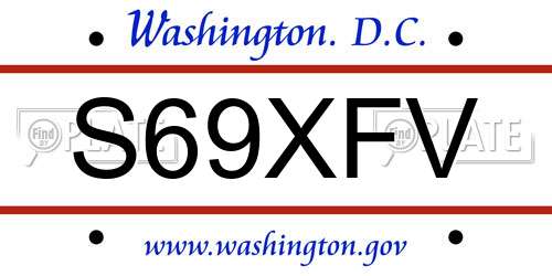 S69XFV District Of Columbia License Plate