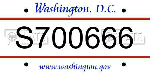 S700666 District Of Columbia License Plate