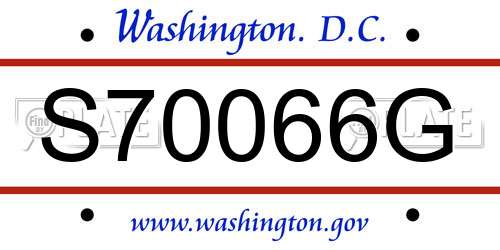 S70066G District Of Columbia License Plate