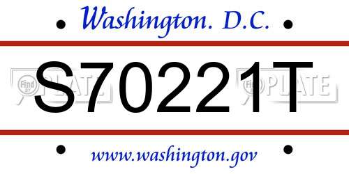 S70221T District Of Columbia License Plate