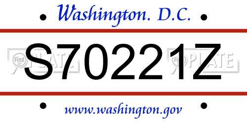S70221Z District Of Columbia License Plate