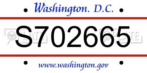 S702665 District Of Columbia License Plate