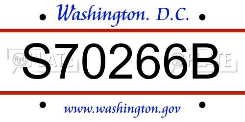 S70266B District Of Columbia License Plate