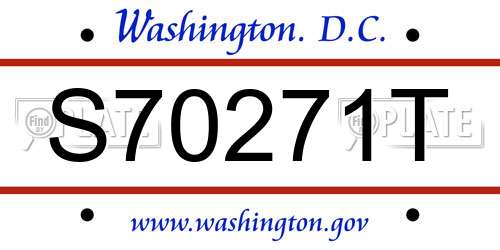 S70271T District Of Columbia License Plate