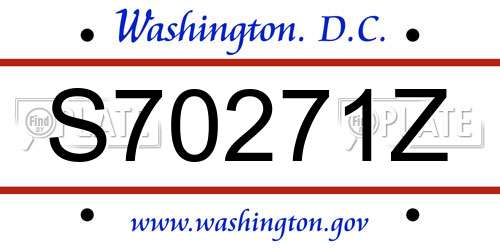 S70271Z District Of Columbia License Plate