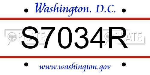 S7034R District Of Columbia License Plate