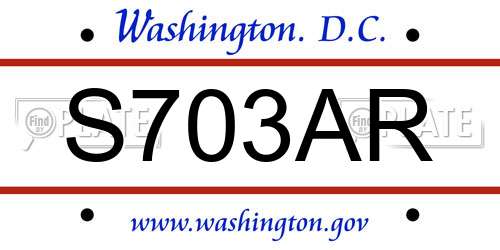 S703AR District Of Columbia License Plate