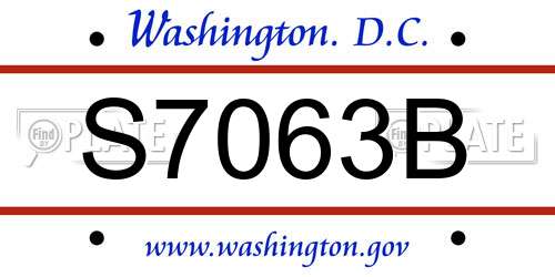 S7063B District Of Columbia License Plate