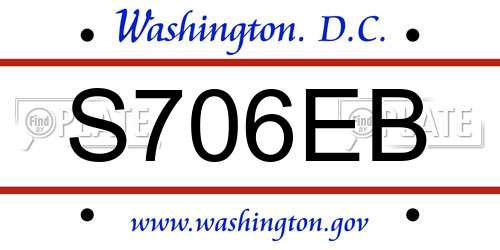 S706EB District Of Columbia License Plate