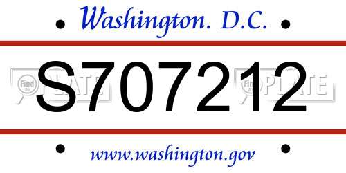 S707212 District Of Columbia License Plate