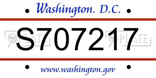 S707217 District Of Columbia License Plate