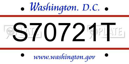 S70721T District Of Columbia License Plate