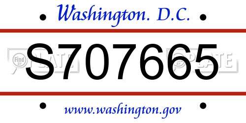 S707665 District Of Columbia License Plate