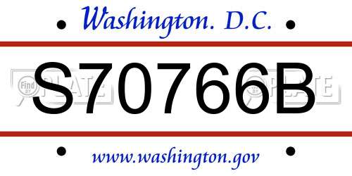 S70766B District Of Columbia License Plate