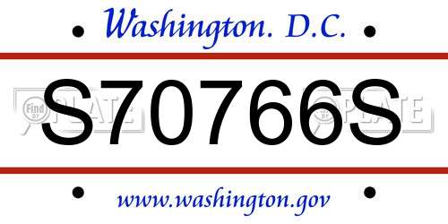 S70766S District Of Columbia License Plate