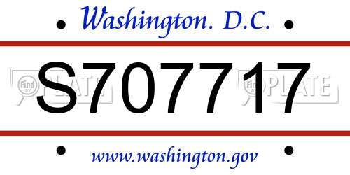 S707717 District Of Columbia License Plate