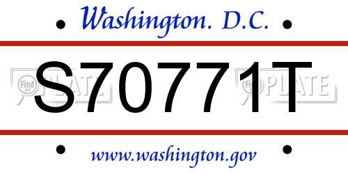 S70771T District Of Columbia License Plate