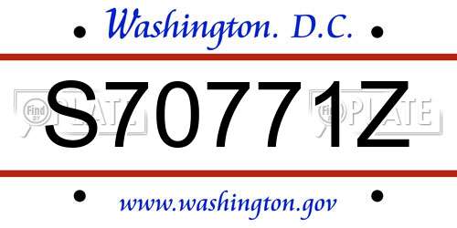 S70771Z District Of Columbia License Plate