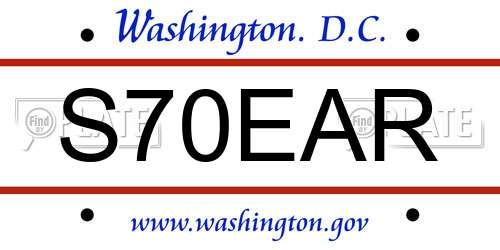 S70EAR District Of Columbia License Plate