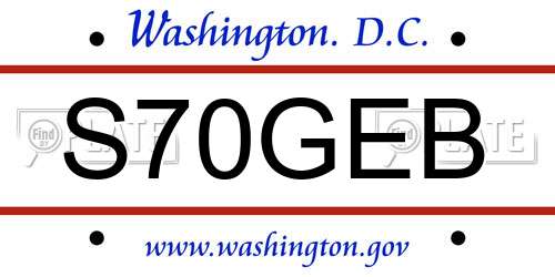 S70GEB District Of Columbia License Plate