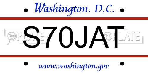 S70JAT District Of Columbia License Plate