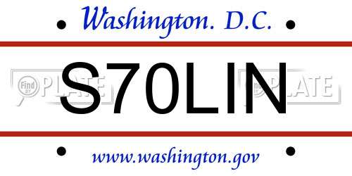 S70LIN District Of Columbia License Plate