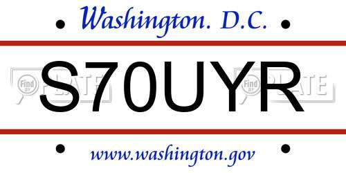 S70UYR District Of Columbia License Plate