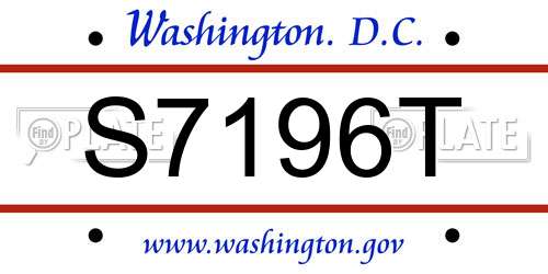 S7196T District Of Columbia License Plate