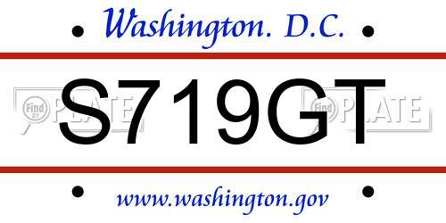S719GT District Of Columbia License Plate