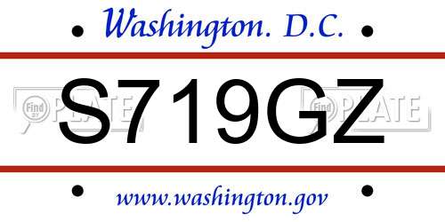 S719GZ District Of Columbia License Plate