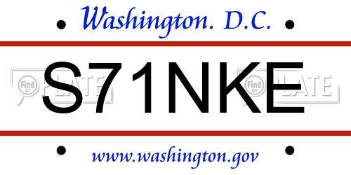 S71NKE District Of Columbia License Plate