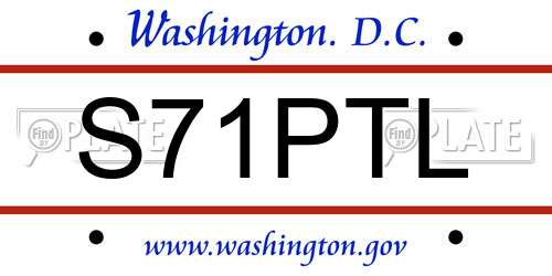 S71PTL District Of Columbia License Plate