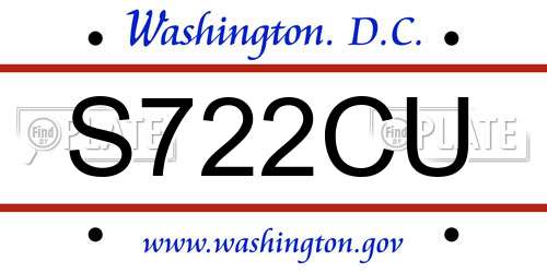 S722CU District Of Columbia License Plate