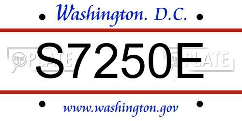S7250E District Of Columbia License Plate