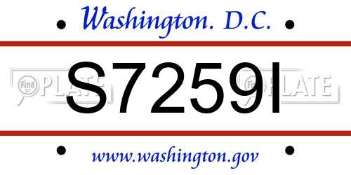 S7259I District Of Columbia License Plate