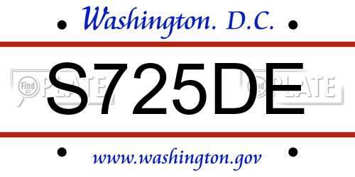 S725DE District Of Columbia License Plate