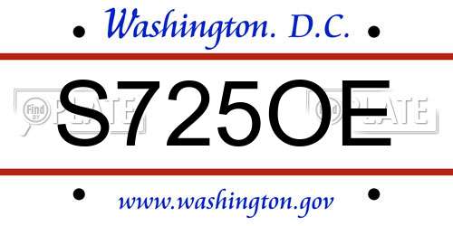 S725OE District Of Columbia License Plate