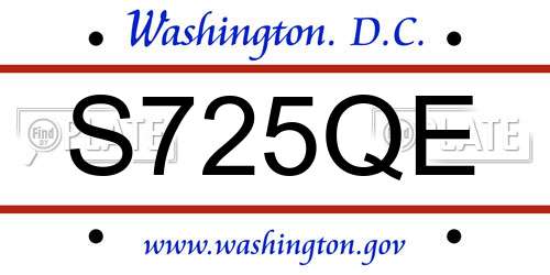 S725QE District Of Columbia License Plate